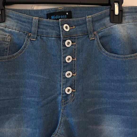Midiross High Waist Flare Leg Jeans Button-Fly Size XL Never Worn - Picture 2 of 6